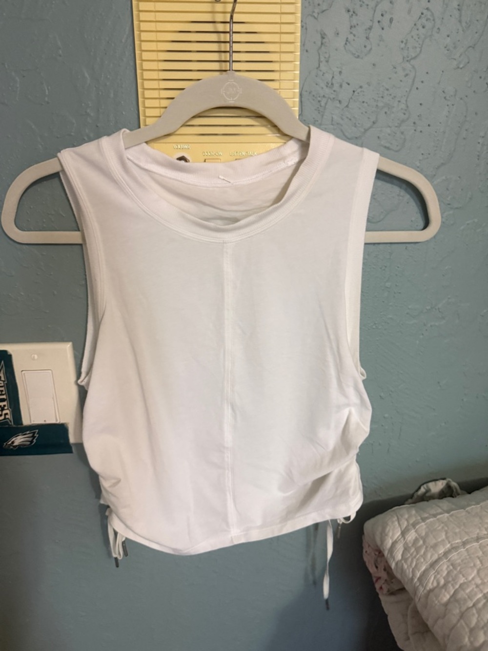lululemon athletica White Sleeveless Crop Tank with Side Drawstrings